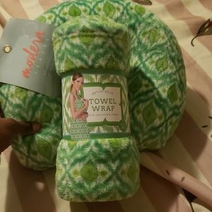Travel pillow and matching towel wrap